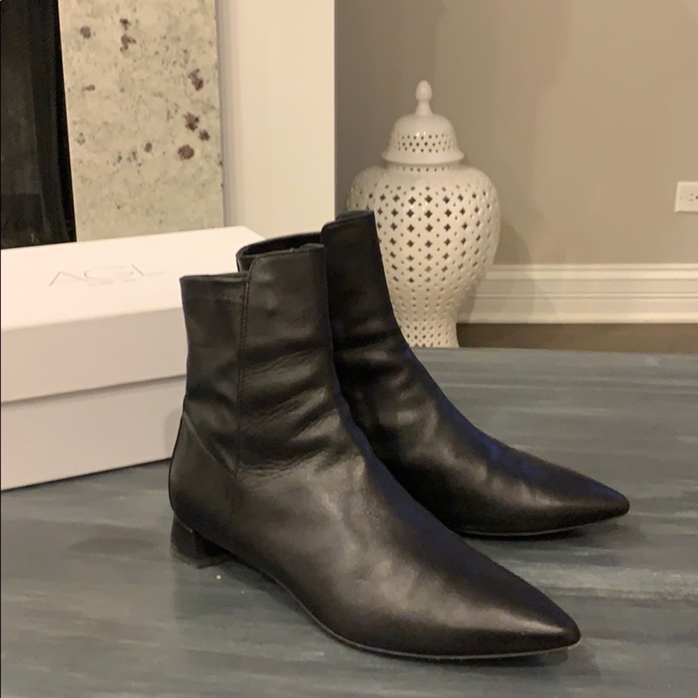 AGL Black Leather Booties